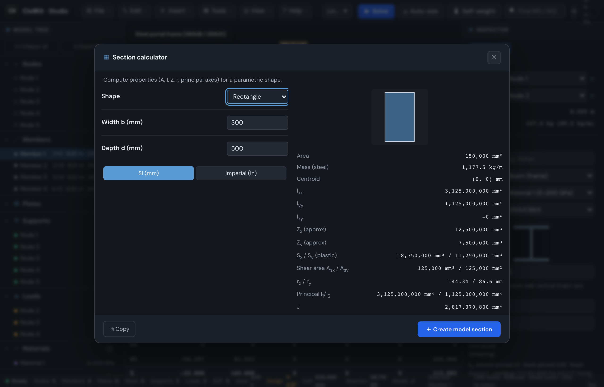 The section property calculator
