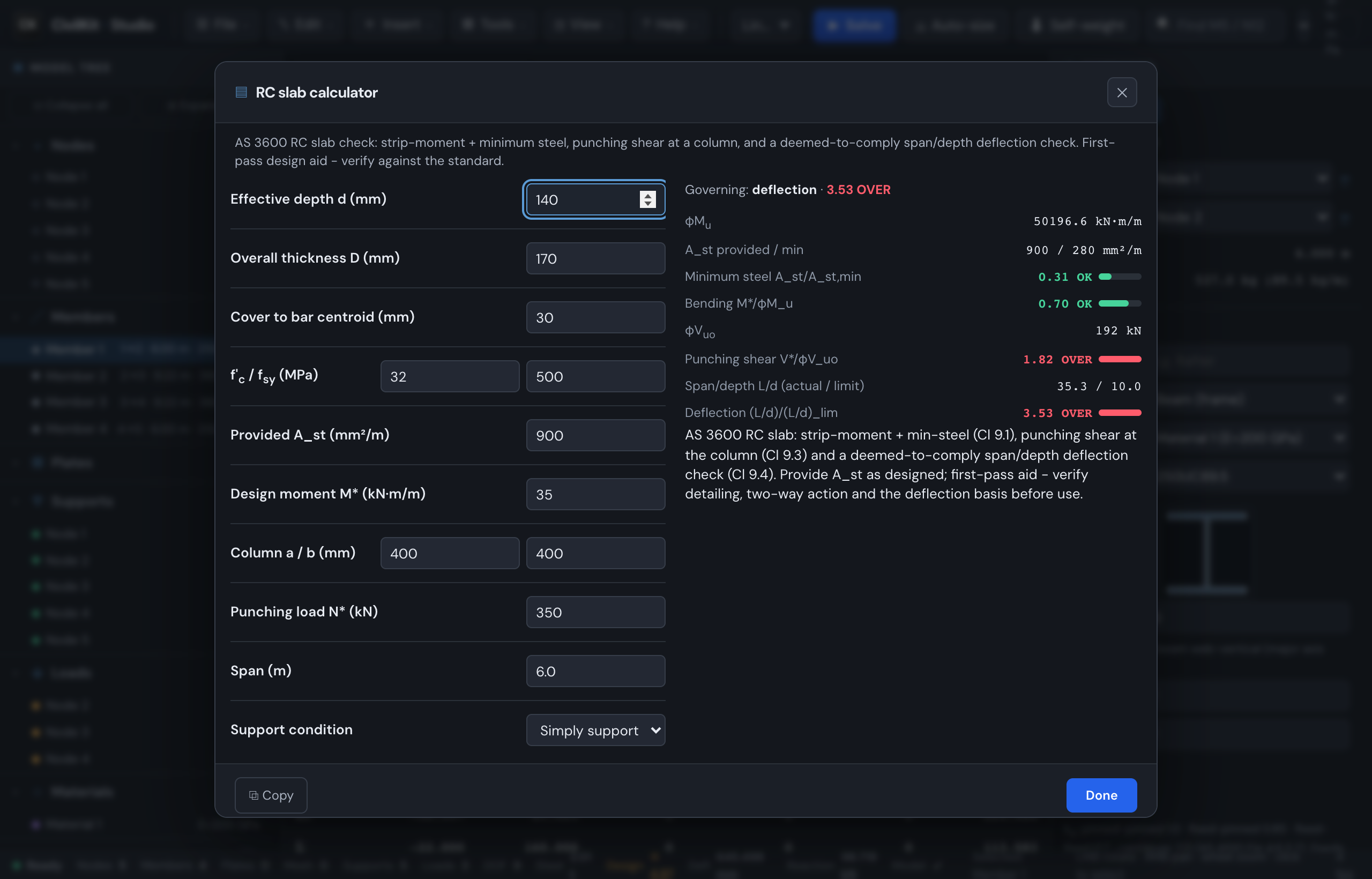 The RC slab calculator